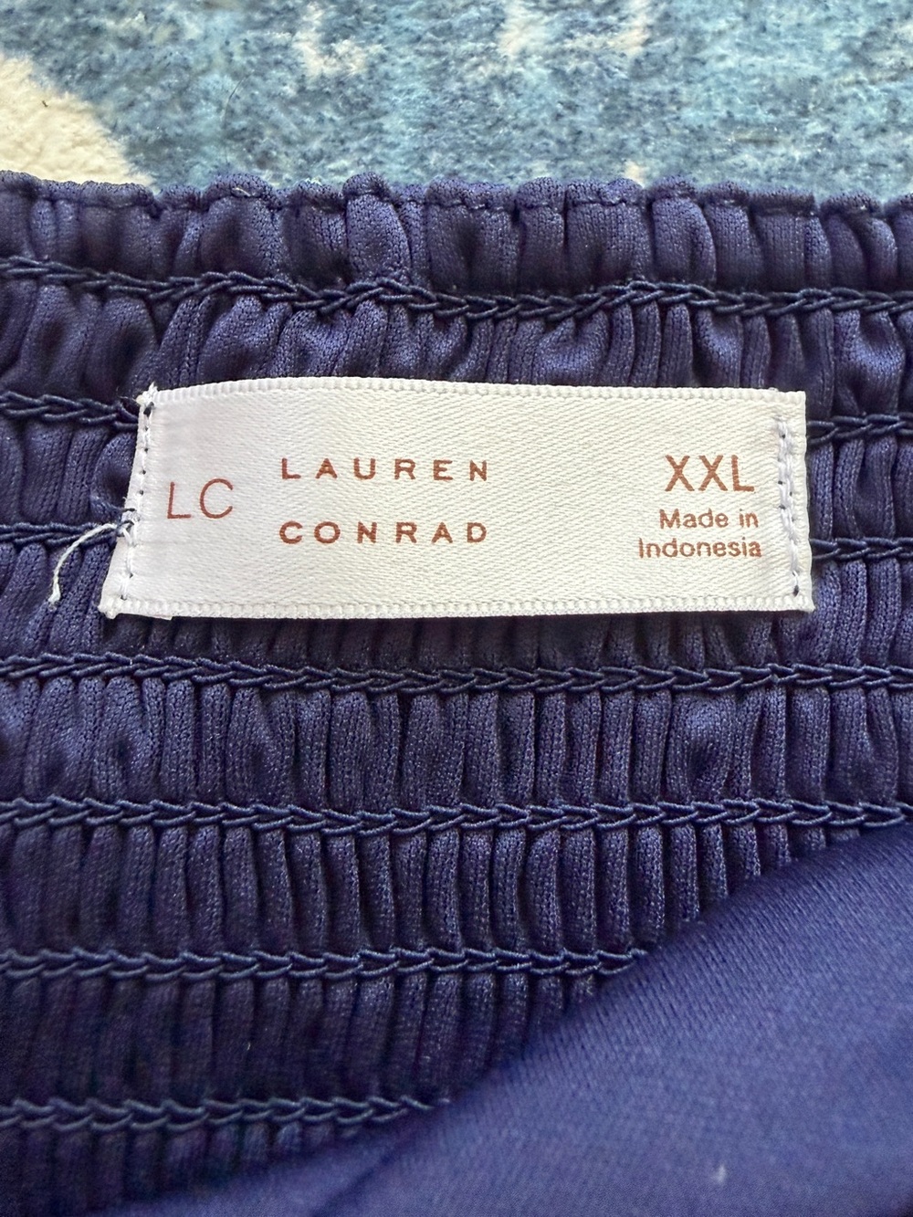 LC Lauren Conrad Navy Smocked Top - Picture 2 of 4